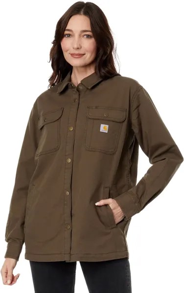 Куртка Rugged Flex Loose Fit Canvas Fleece-Lined Shirt Jacket Carhartt, цвет Tarmac