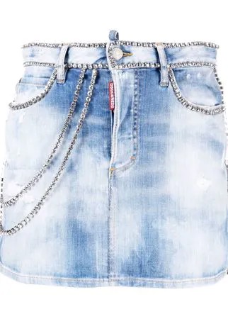 Dsquared2 джинсовая юбка с кристаллами