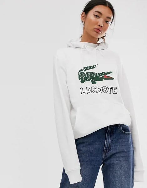 Худи с нашивкой-логотипом в виде крокодила Lacoste-Белый