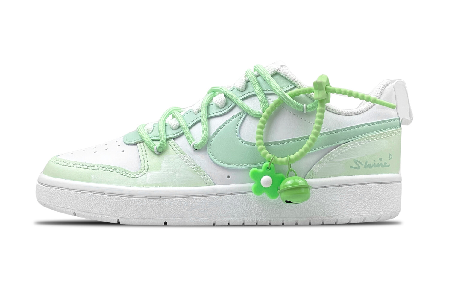 Кроссовки Nike Court Borough Skateboarding Shoes Women's Low-top White, зеленый
