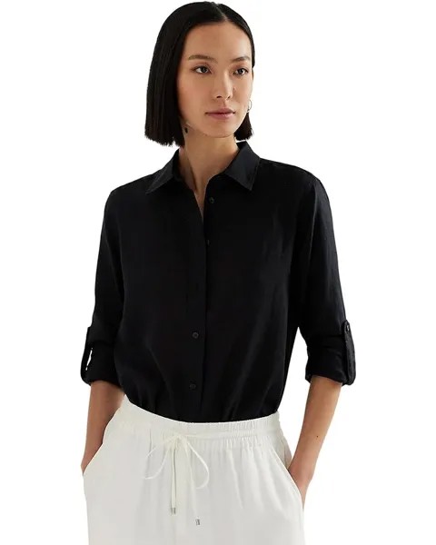 Рубашка LAUREN Ralph Lauren Petite Linen Roll Tab–Sleeve, цвет Polo Black