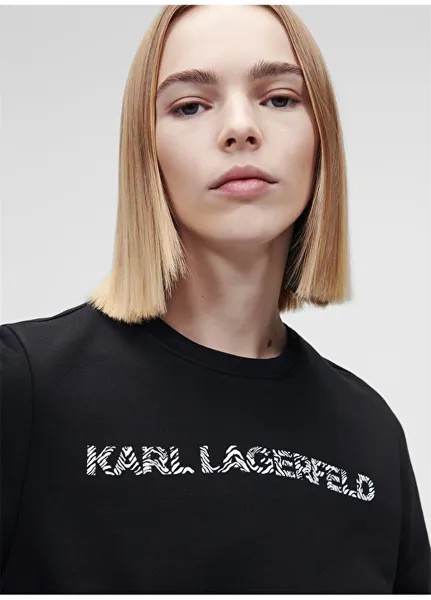 Черная женская толстовка стандартного кроя с круглым вырезом Karl Lagerfeld