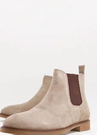 Серо-коричневые кожаные ботинки челси для широкой стопы Dune Clan-Коричневый цвет