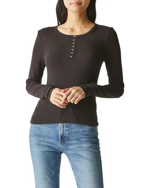 Футболка Michael Stars Natalie Hook And Eye Henley, черный