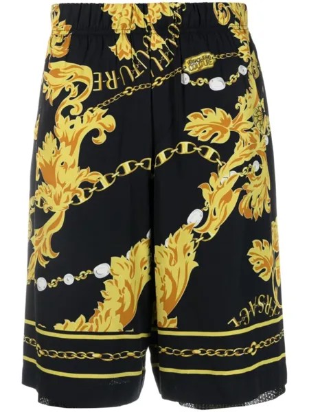 Versace Jeans Couture спортивные шорты с принтом Barocco, черный