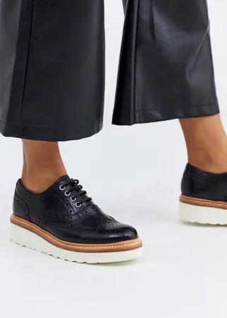 Черные кожаные броги на платформе и с отделкой Grenson Emily-Черный