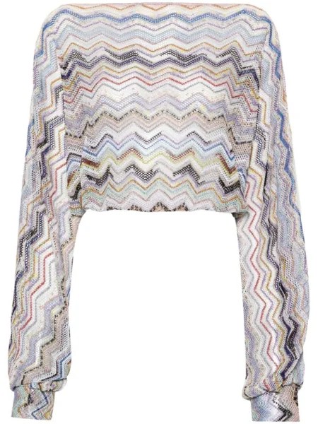 Missoni трикотажный топ с узором зигзаг, синий