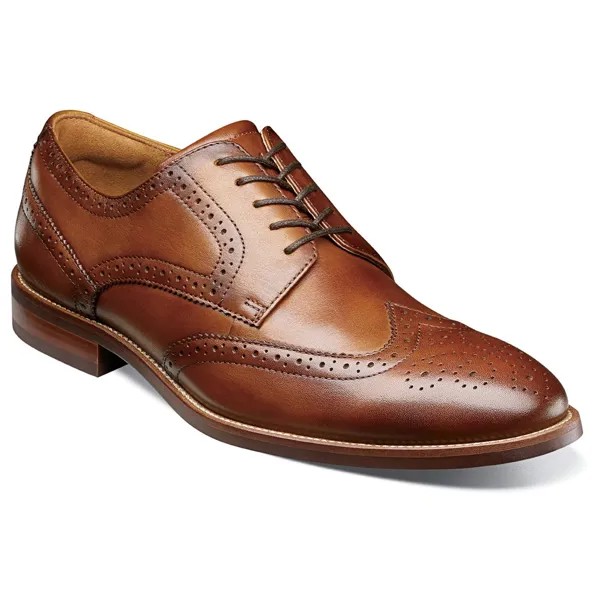 Мужские оксфорды Rucci Wing Tip Florsheim, цвет cognac leather