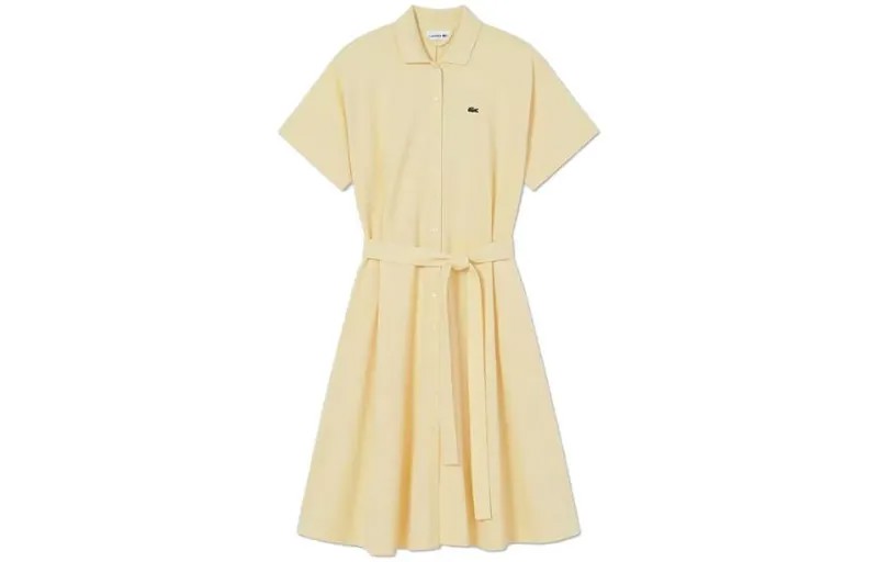 Платье с короткими рукавами женское бежевое Lacoste