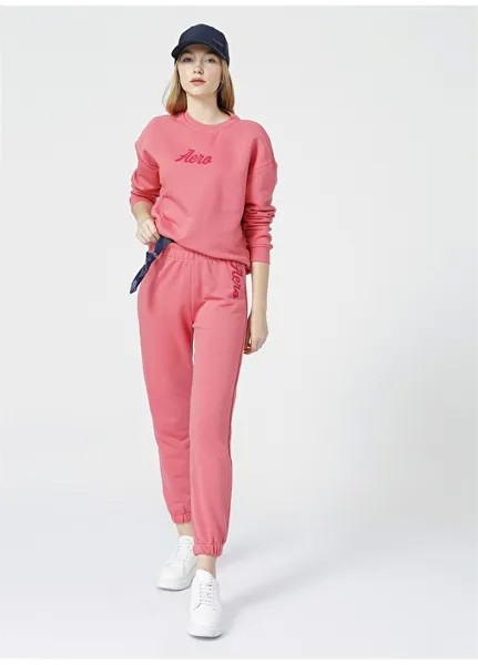 Розовые женские спортивные штаны со стандартным узором и эластичной резинкой Aeropostale