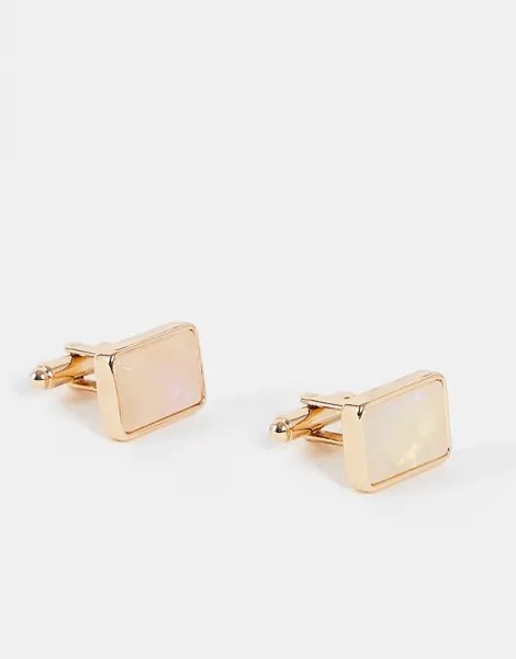Золотистые запонки с искусственным жемчугом ASOS DESIGN-Золотистый