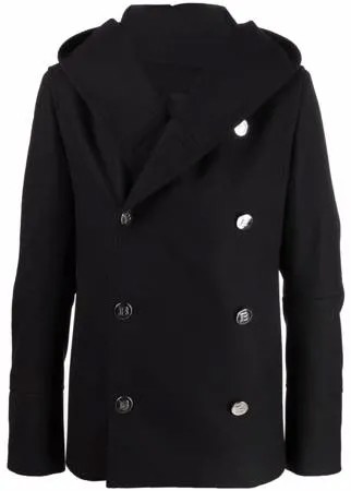 Balmain double-breasted hooded coat