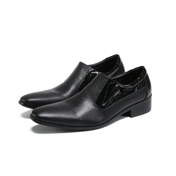 Обувь для мужчин размера плюс квадратный носок мужские деловые вечерние ботинки черные кожаные сандалии мужские офисные костюмы обувь без застежек и шнуровки; Zapatos De Hombre