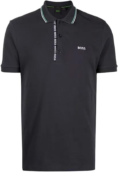 Мужская рубашка-поло Hugo Boss Paule темно-синяя с логотипом пике