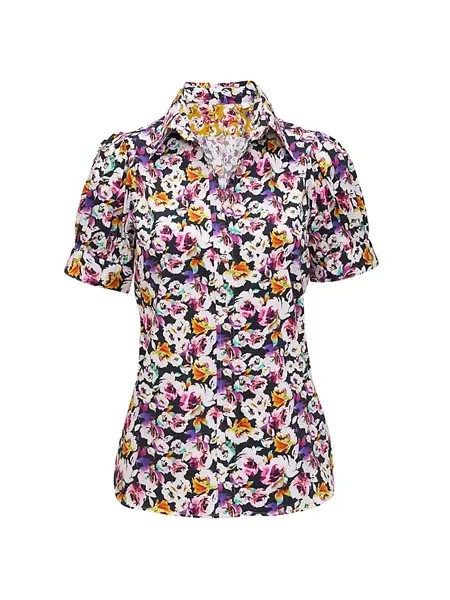 Сатиновая рубашка с короткими рукавами Angie с цветочным принтом Robert Graham, мультиколор
