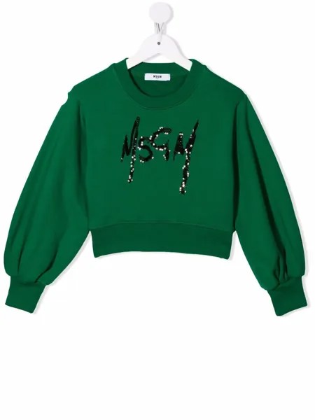 MSGM Kids укороченный джемпер с кристаллами