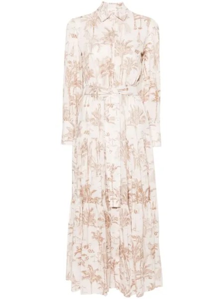 MC2 Saint Barth платье макси Toile de Jouy, нейтральный цвет