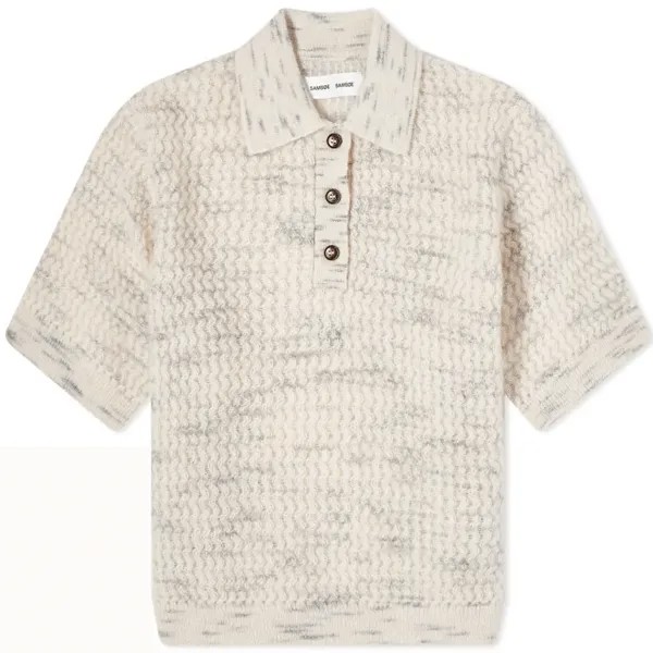 Футболка Samsøe Samsøe Bri Knitted Polo, бежевый