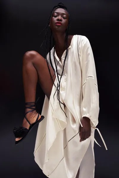 Атласное платье-туника H&M, сливочный