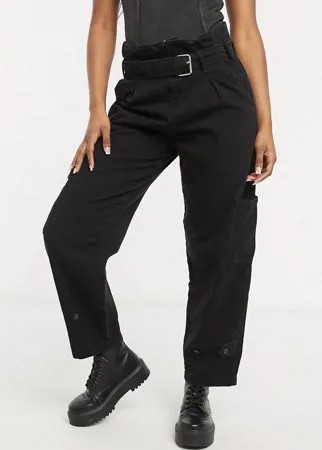 Черные джинсы в утилитарном стиле с присборенной талией AllSaints Mona-Черный цвет