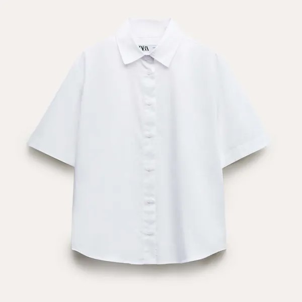 Рубашка Zara ZW Collection Poplin, белый