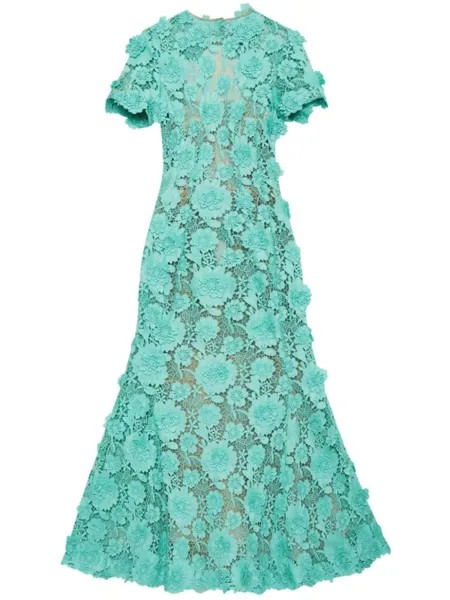 Oscar de la Renta платье миди с открытой спиной, зеленый