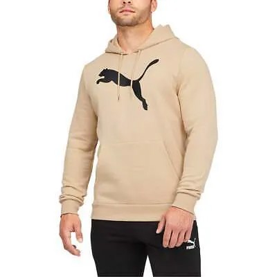 Puma Cat Logo Pullover Hoodie Мужская бежевая повседневная верхняя одежда 67271267