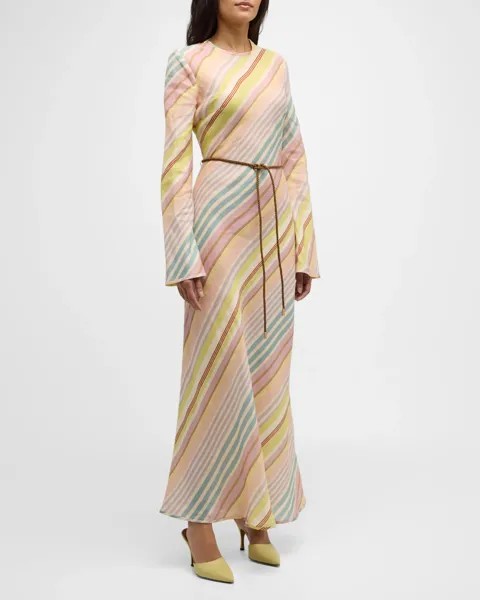 Длинное платье Halliday с диагональным принтом Zimmermann, цвет Multi Stripe
