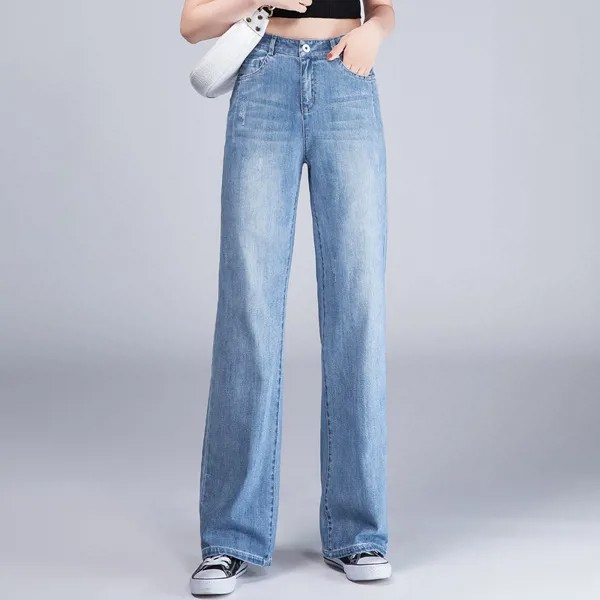 2021 джинсы для женщин высокого качества с эластичной резинкой на талии, без пятки на весну и новые летние большой корейский светильник Цвет у...