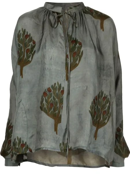 Uma Wang атласная блузка с цветочным принтом