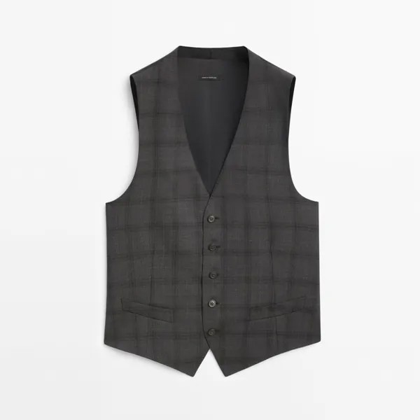 Жилет Massimo Dutti Windowpane Check 110's Wool Suit, серый