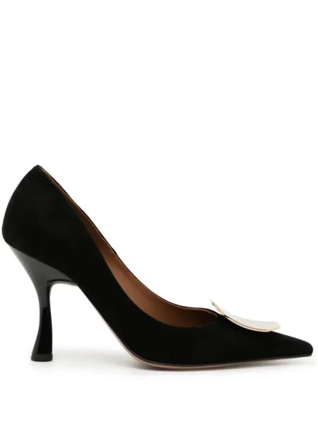 Туфли-лодочки Malone Souliers Vonn 90 мм из замши с металлическим покрытием, черный