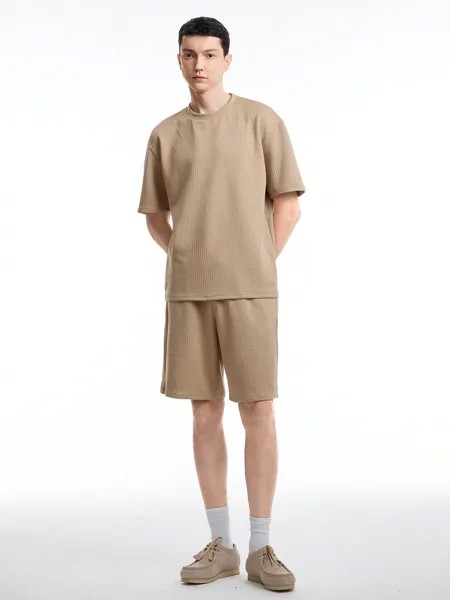 Мужская однотонная футболка с короткими рукавами и шорты Manfinity Basics, хаки