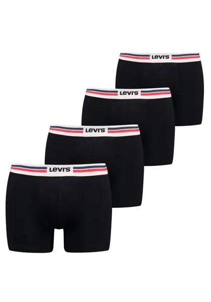 Боксёры Levi's (4 шт. в упаковке), с широким поясом с логотипом, черный