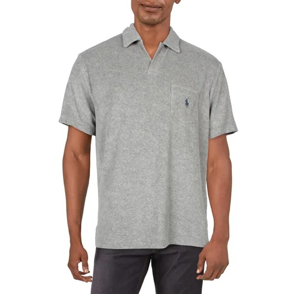 Мужская футболка-поло из французского терри с логотипом Polo Ralph Lauren, цвет Gray Heather