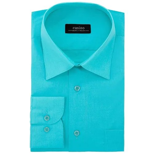 Рубашка мужская длинный рукав CASINO c430/1/tur/Z, Полуприталенный силуэт / Regular fit, цвет Зеленый, рост 174-184, размер ворота 39