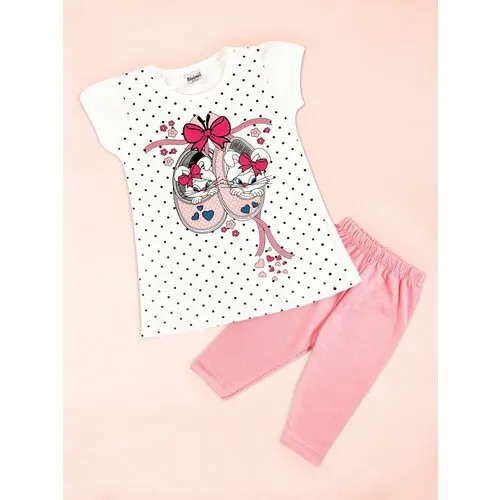 Комплект одежды , футболка и капри, повседневный стиль, размер 104, розовый