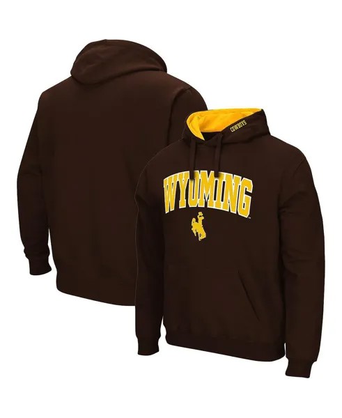 Мужская коричневая толстовка с капюшоном и логотипом wyoming cowboys arch and logo Colosseum, коричневый