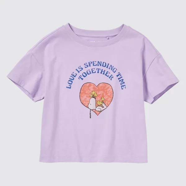 UNIQLO GIRLS PEANUTS Crop UT (Футболка с рисунком и коротким рукавом) С