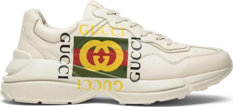 Кроссовки Gucci Rhython Leather Sneaker Square Logo, белый