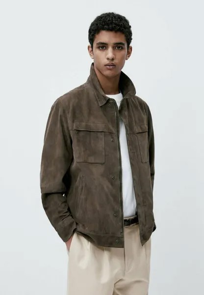 Кожаная куртка Massimo Dutti, коричневый