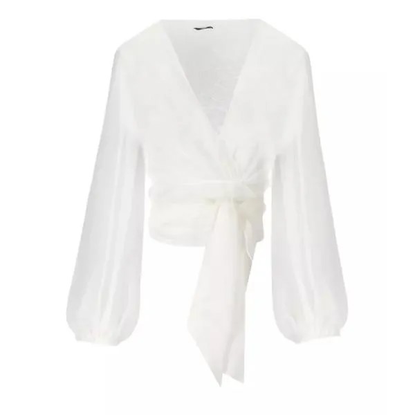 Футболка ivory blouse with sash Elisabetta Franchi, белый