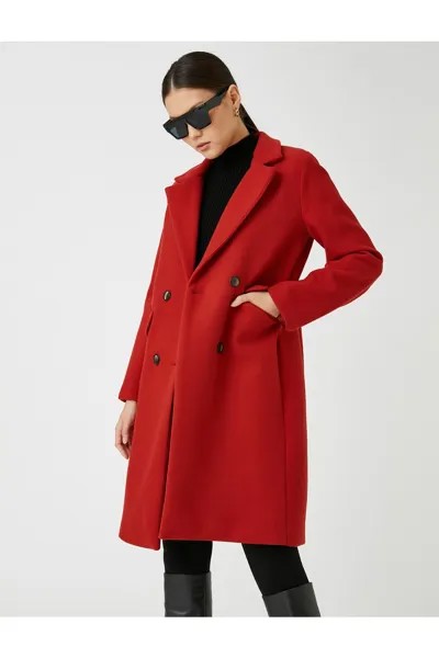 Двубортное пальто с карманом Koton, красный