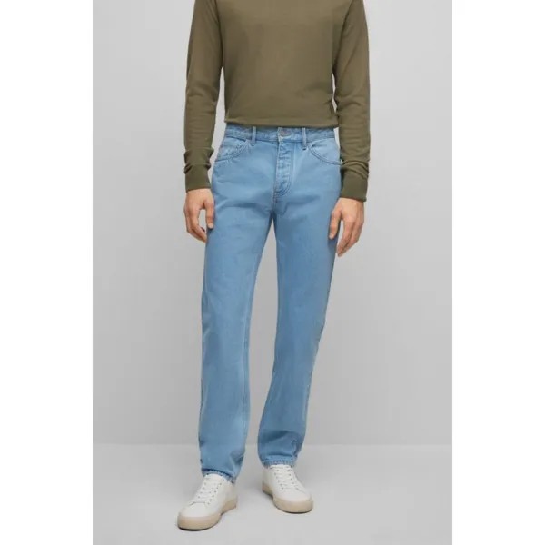 Джинсы зауженного кроя из синего денима из чистого хлопка. BOSS, цвет Light Blue