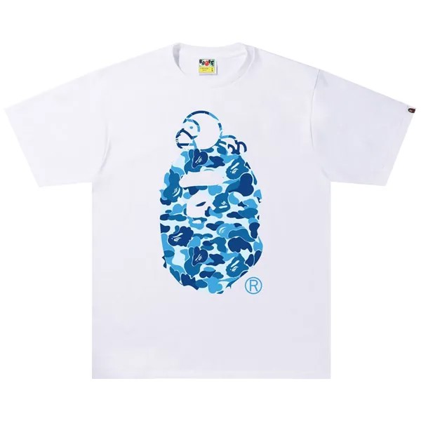 Футболка BAPE ABC Camo Milo на Big Ape, цвет Белый/Синий