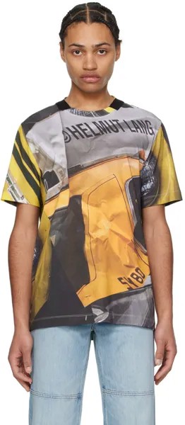 Желтая футболка с принтом Helmut Lang