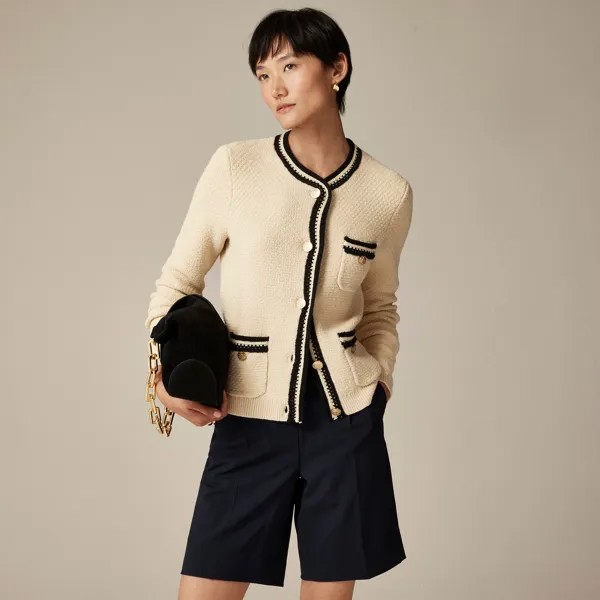 Кардиган-Свитер с контрастной отделкой J.Crew, черный