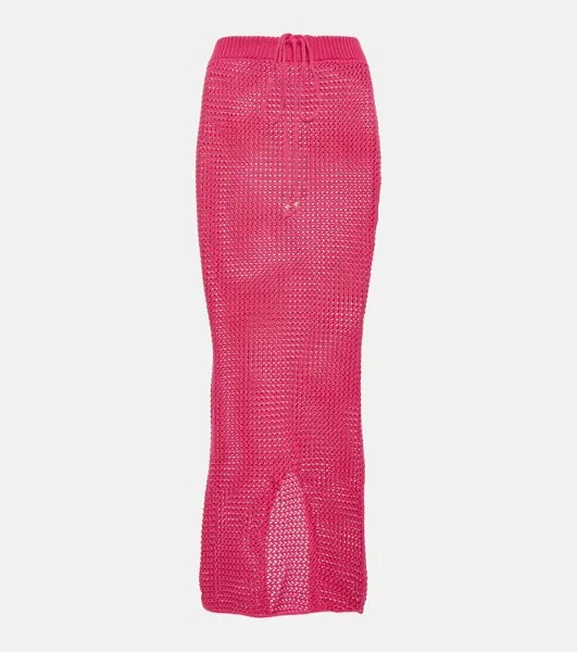 Полупрозрачная трикотажная юбка макси aria Bananhot, розовый