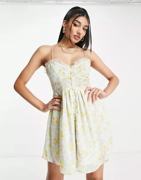 Сарафан-комбинация с мелким цветочным принтом ASOS