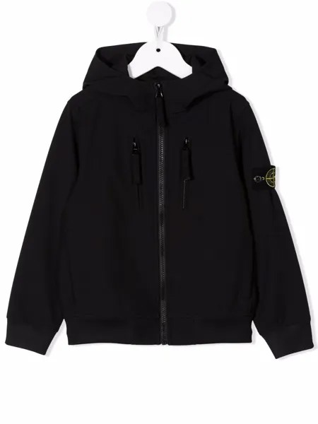 Stone Island Junior куртка с капюшоном и нашивкой-логотипом